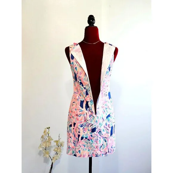 Lilly Pulitzer Women’s Cabrey Pelican Head in Sand Tropical Shift Dress Sz2 2219 - Picture 10 of 12